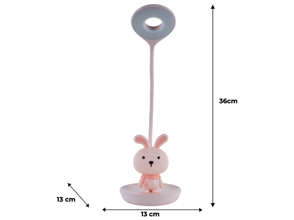 Настольная лампа розовая LED с аккумулятором Bunny, Kite