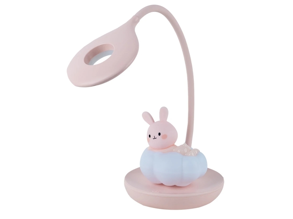 Настольная лампа розовая LED с аккумулятором Cloudy Bunny, Kite