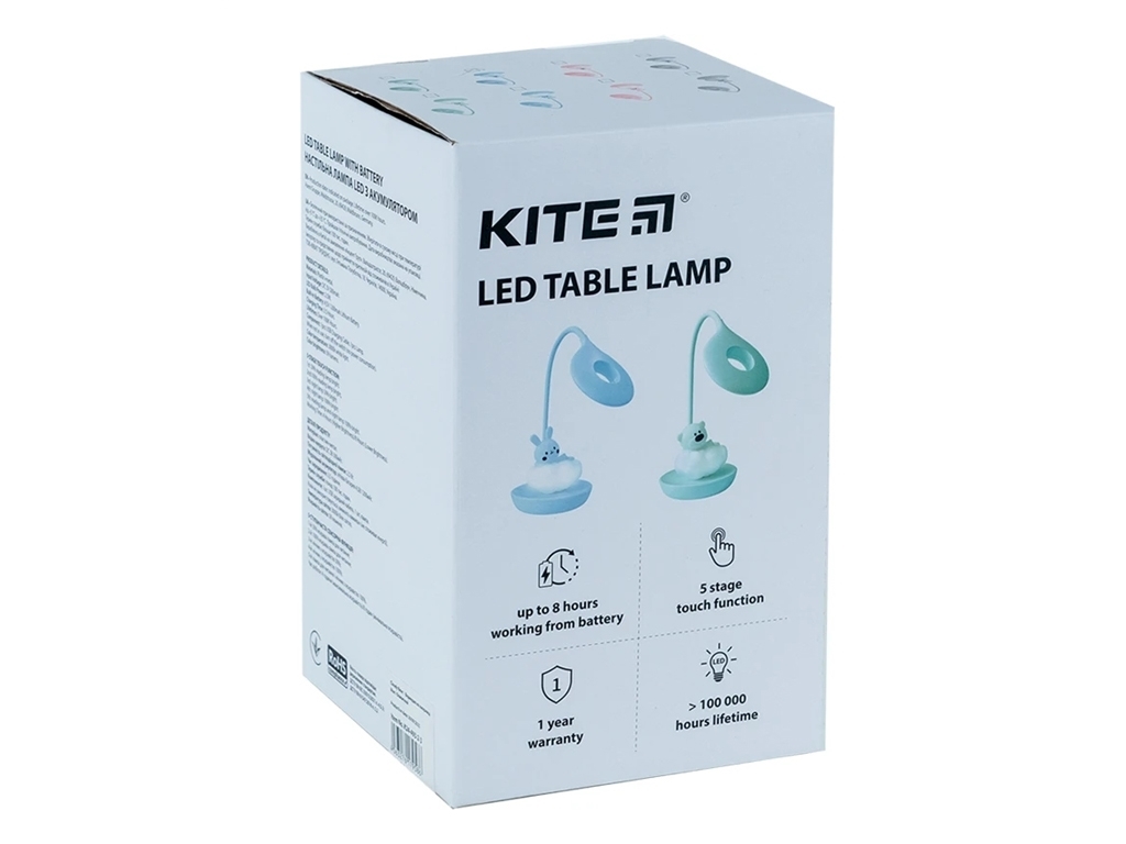 Настольная лампа розовая LED с аккумулятором Cloudy Bunny, Kite