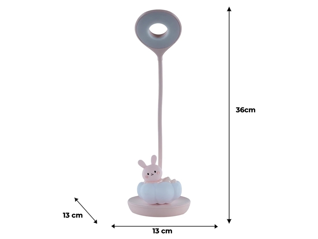 Настольная лампа розовая LED с аккумулятором Cloudy Bunny, Kite