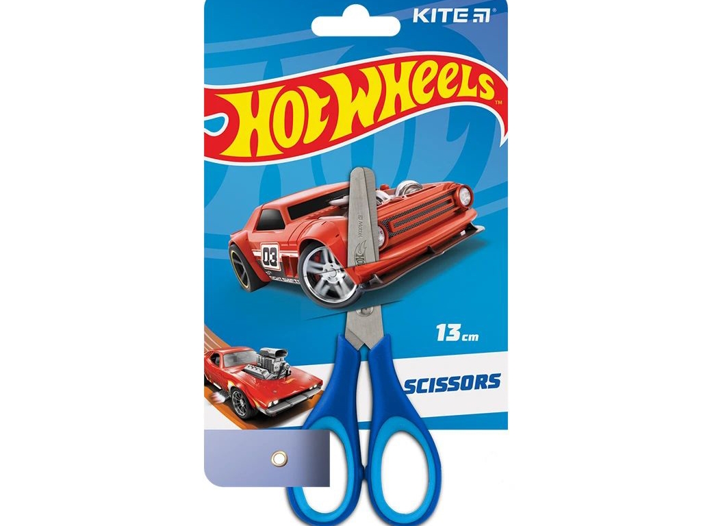 Ножницы детские с резиновыми вставками Hot Wheels 13см. Kite HW23-123