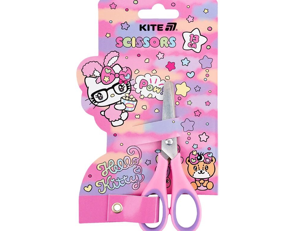Ножницы детские с прорезиненными ручками Hello Kitty, 13 см, скругленные кончики, Kite