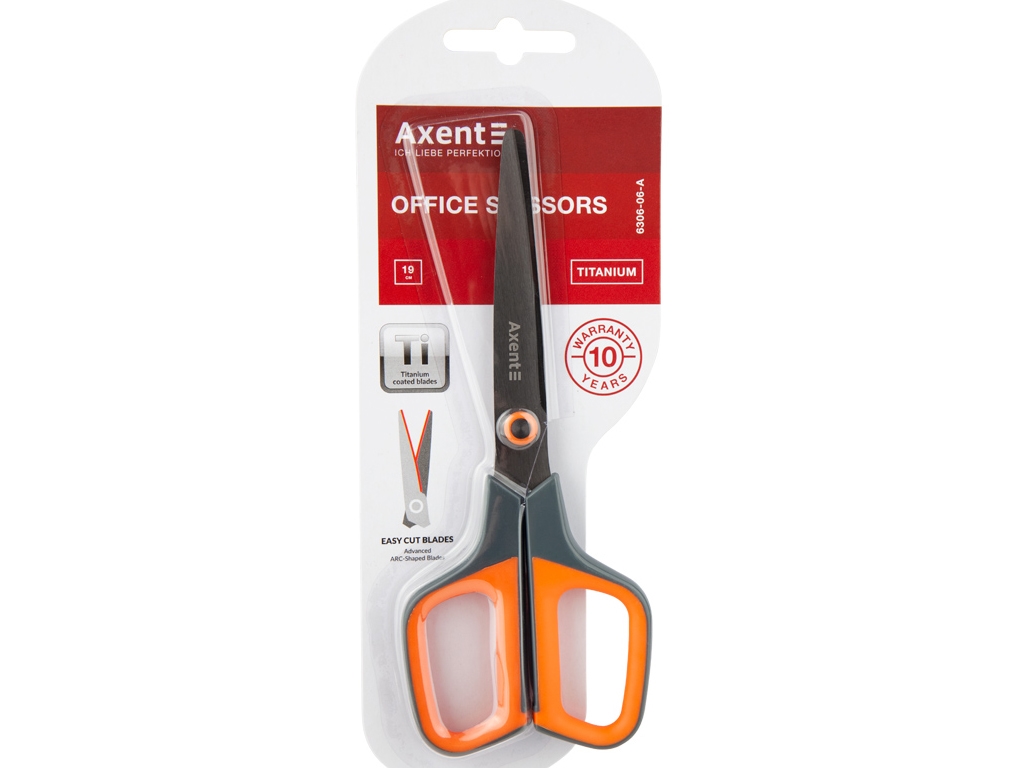 Ножницы канцелярские Titanium Lite, 19 см, титановое покрытие, Axent
