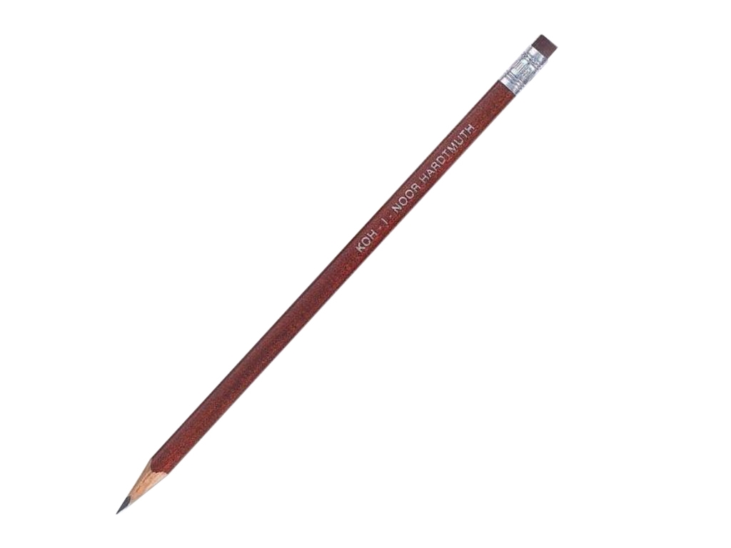 Карандаш графитный с резинкой трехгранный НВ. Koh-i-Noor 1803