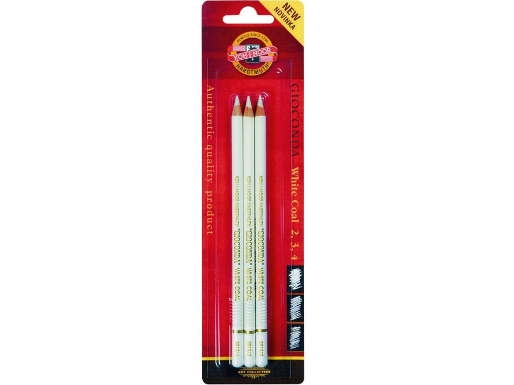 Карандаш художественный Gioconda. Уголь. белый. набор 3 шт. Koh-i-Noor 8812003002BL