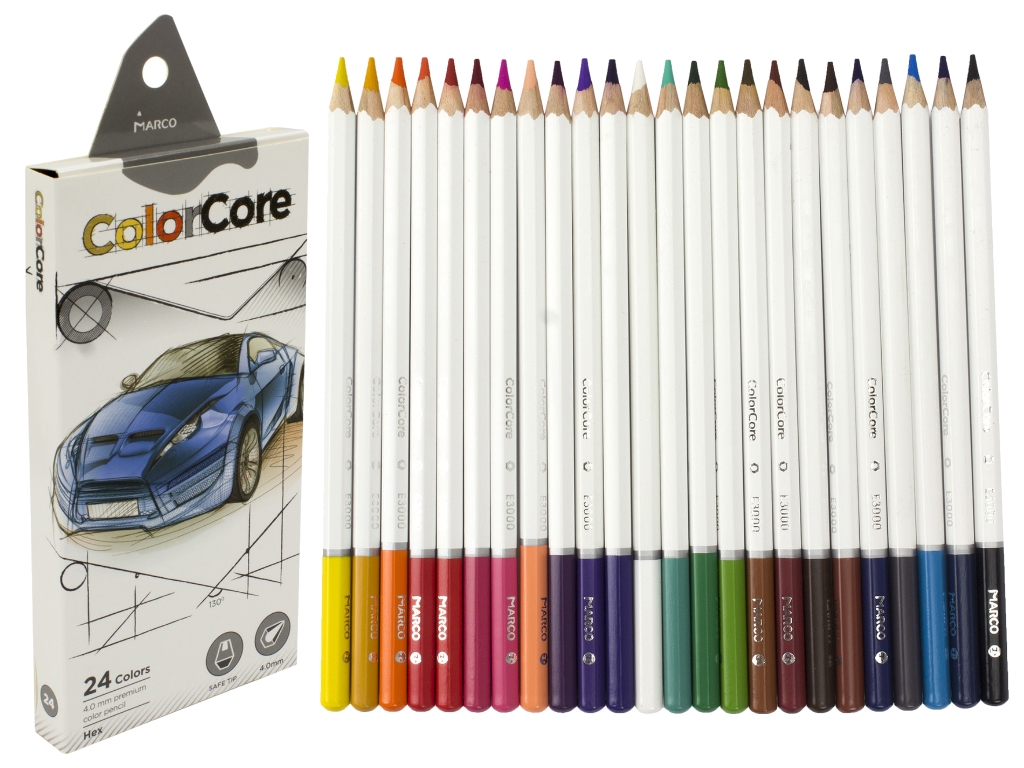 Карандаши 24 цвета шестигранные ColorCore. Marco 3000-24-A
