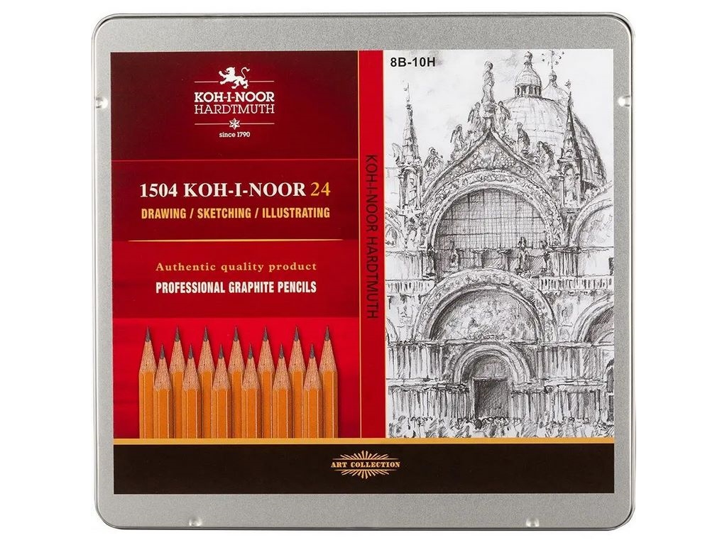Карандаши чернографитные 8В-10Н 24 шт. Koh-i-Noor 1504
