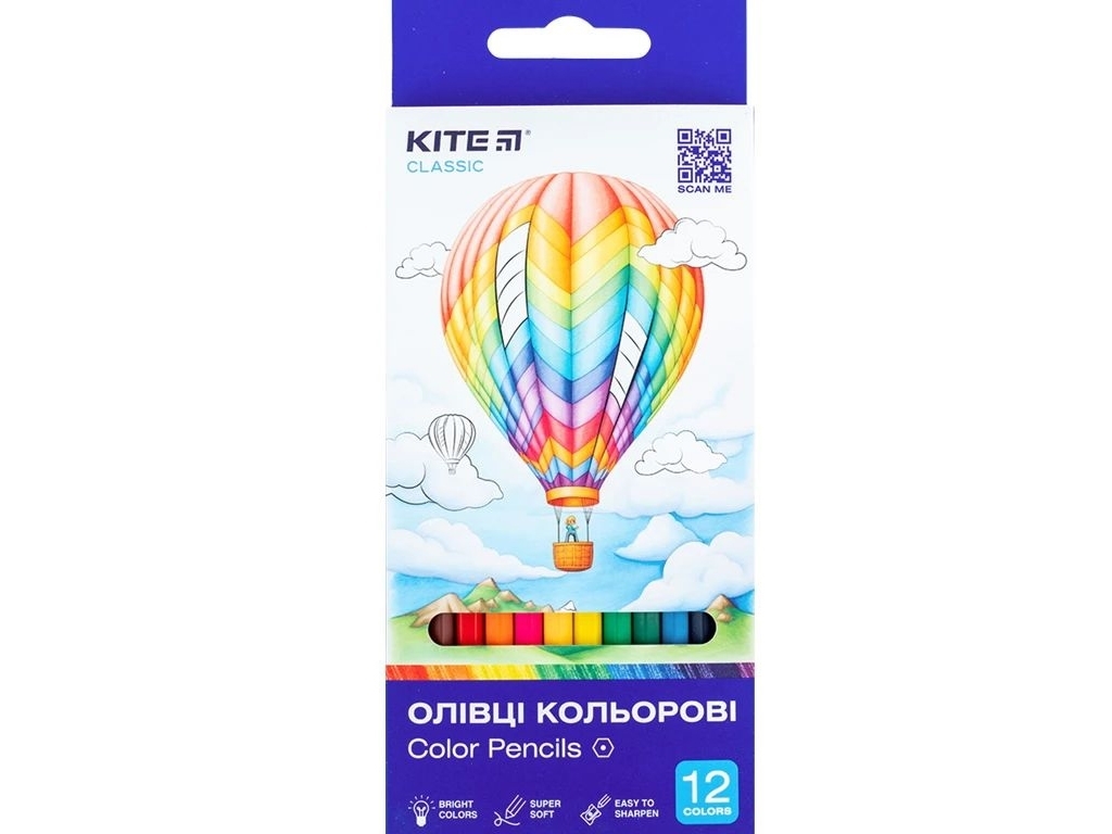 Карандаши цветные Classic 12 шт, Kite