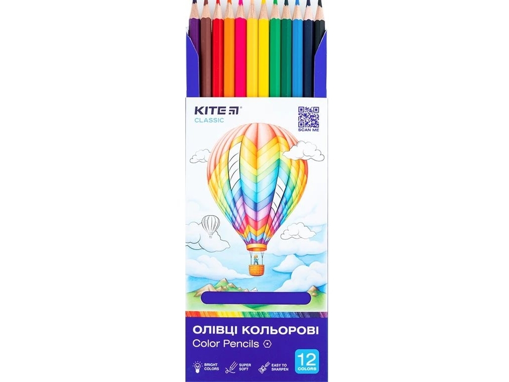 Карандаши цветные Classic 12 шт, Kite