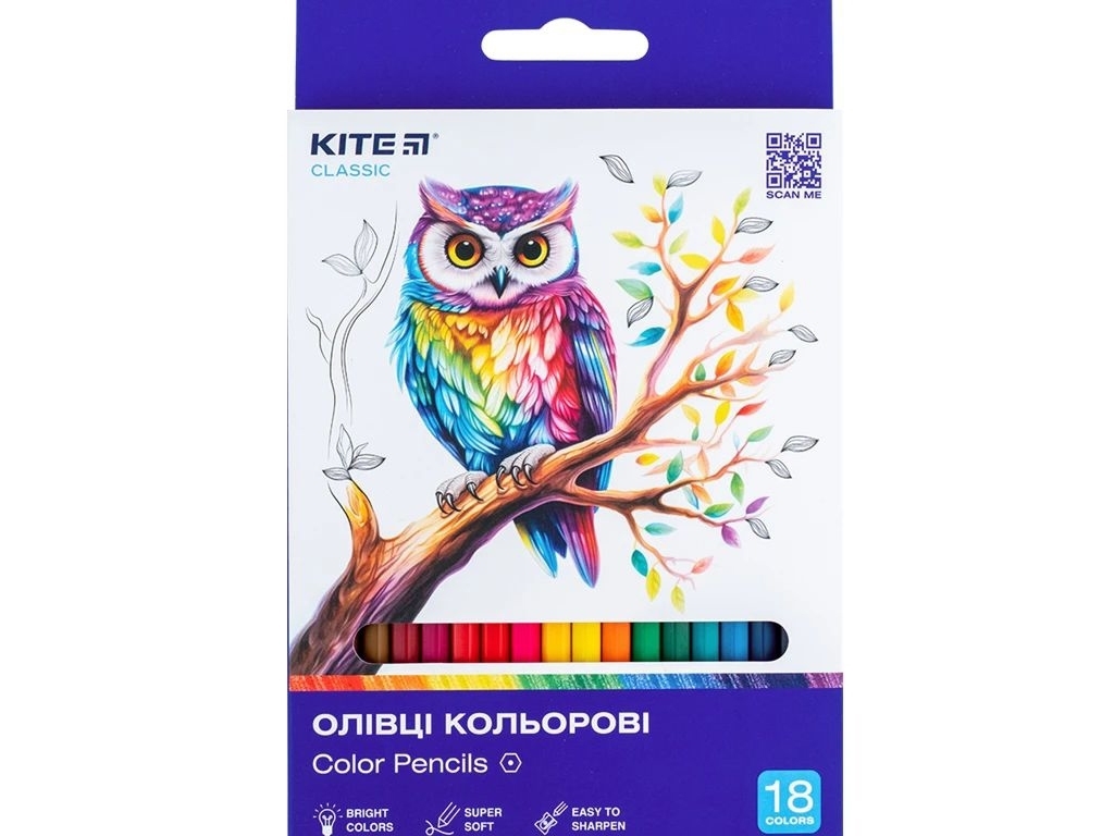 Карандаши цветные Classic 18 шт, Kite