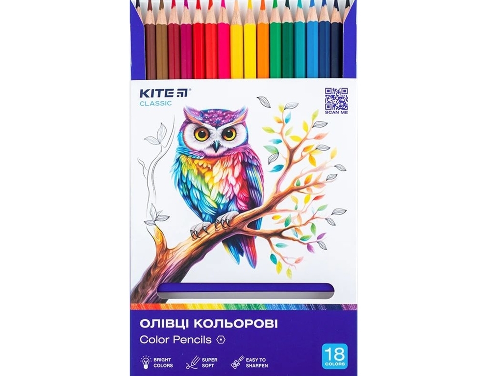 Карандаши цветные Classic 18 шт, Kite