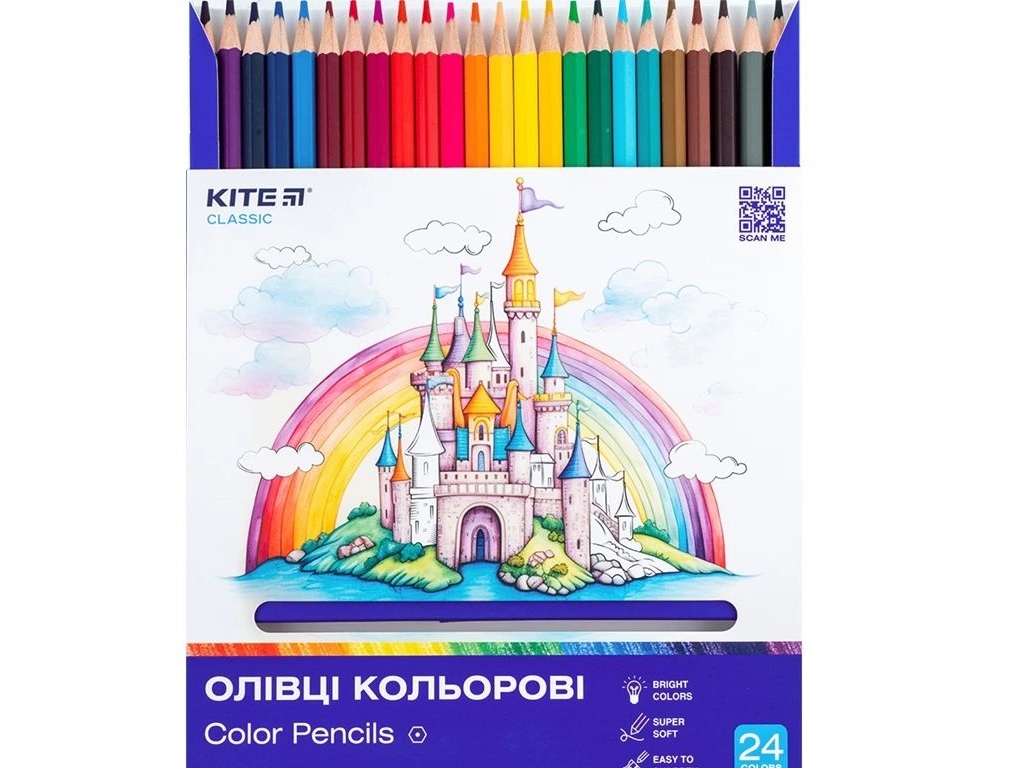 Карандаши цветные Classic 24 шт, Kite