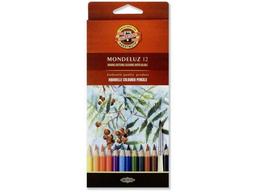 Олівці кольорові акварельні Mondeluz, 12 кольорів, з ефектом акварелі, Koh-I-Noor