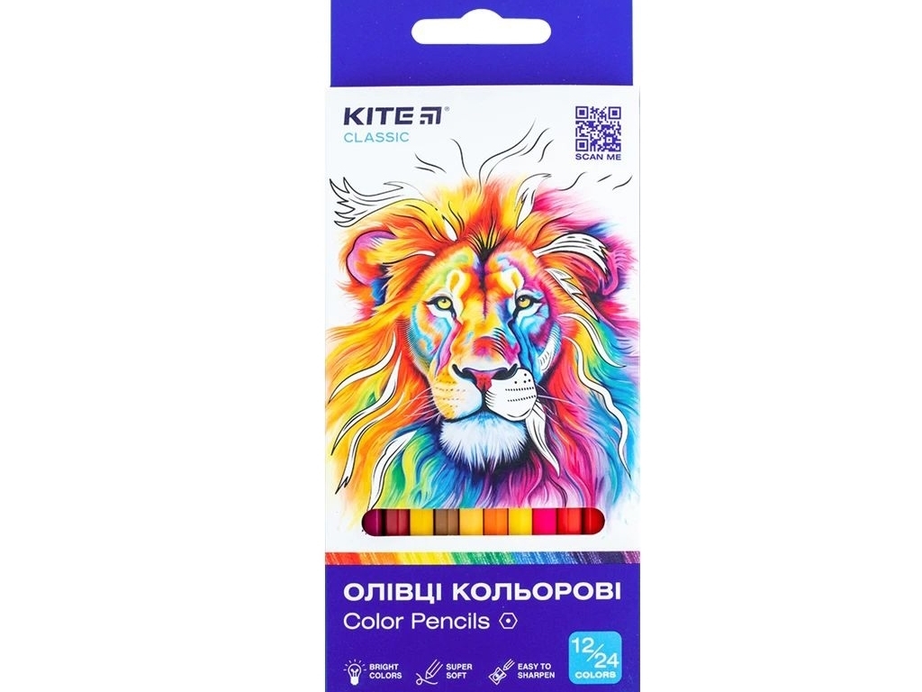 Карандаши цветные двухсторонние Classic 12 шт, Kite