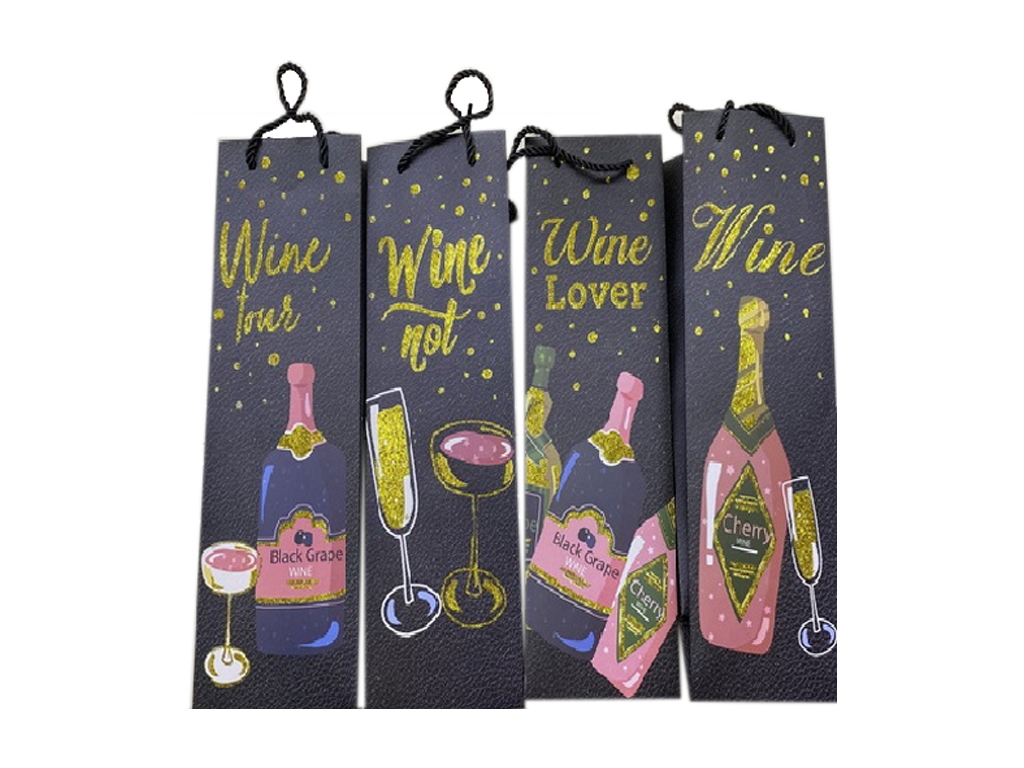 Пакет подарунковий паперовий під пляшку Wine 12х35х9см, R90931