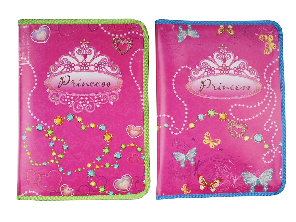 Папка А4 на молнии с глиттером PRINCESS JEWELRY , 7877