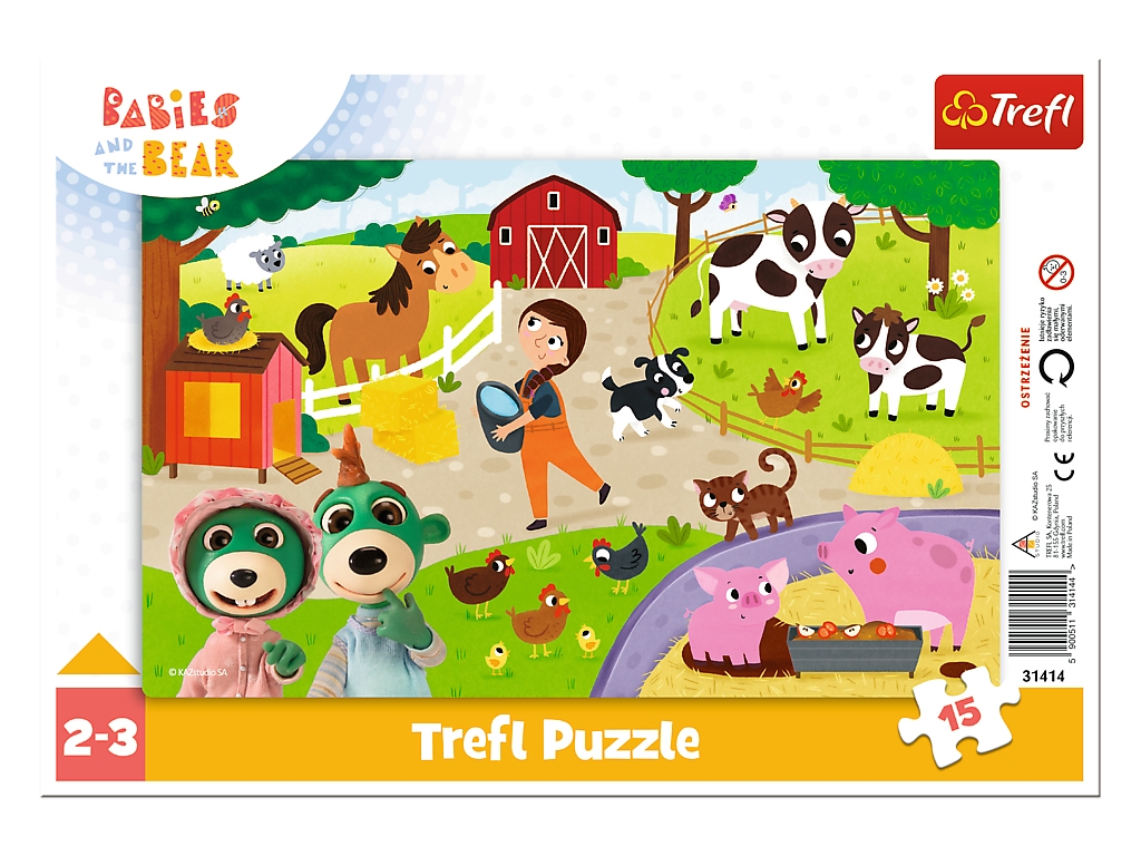 Пазл Trefl Babies and Bear Ферма, 15 элементов с рамкой