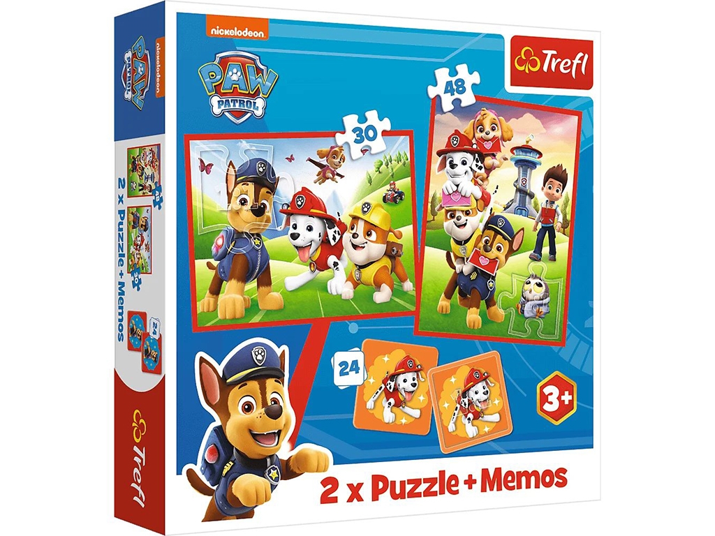 Пазл-гра 2 в 1 Trefl Paw Patrol Собачий упряж у дії з грою Memo