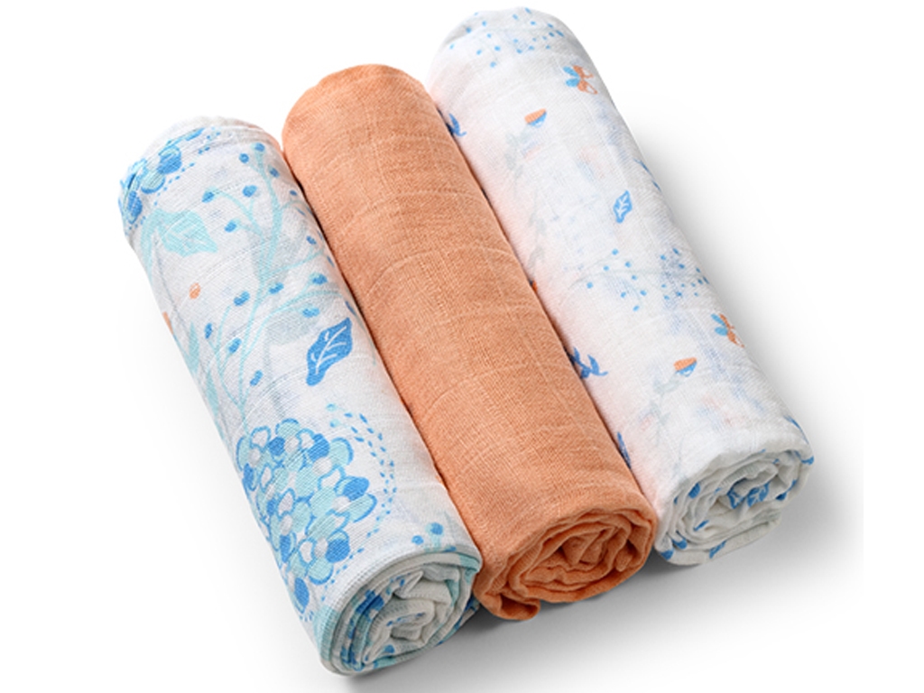 Пелушки муслиновые хлопковые 70×70 см 3 шт., 348-09, BabyOno