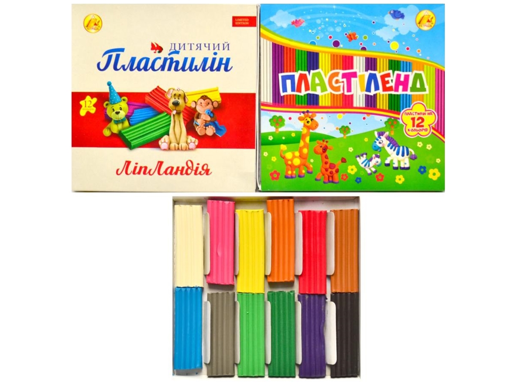 Пластилин в шоу-боксе ПЛАСТІЛЕНД 12 цветов. 240 грамм. Тетрада ТЕ461371/338
