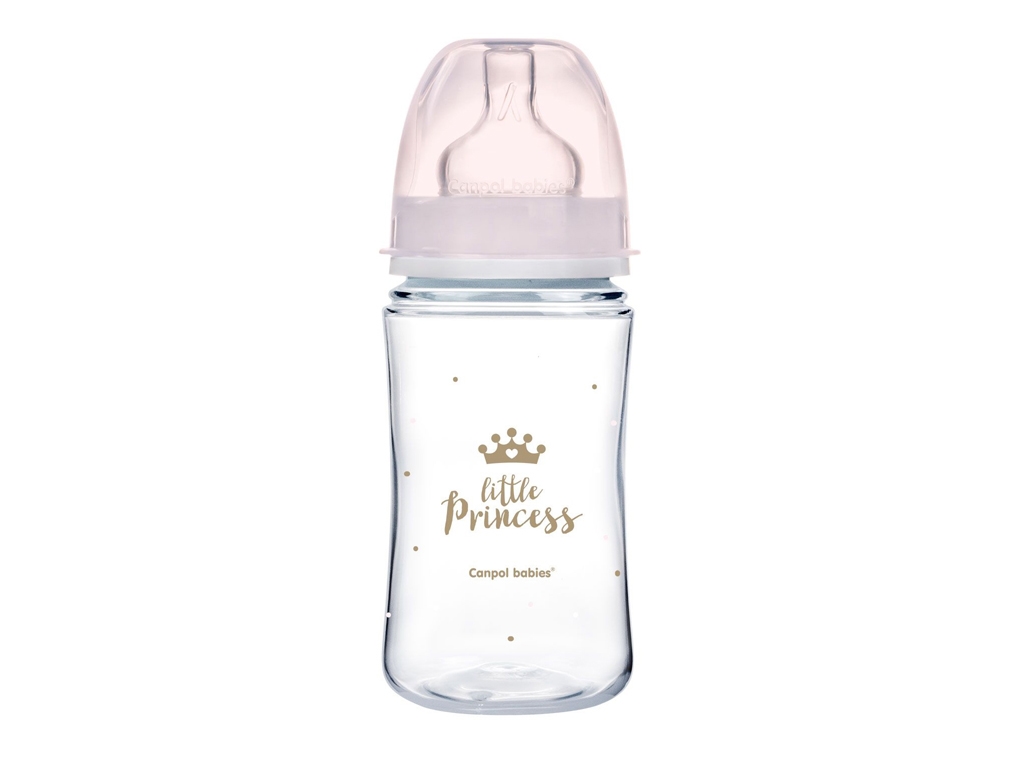 Бутылка антиколиковая с широким отверстием 240 мл PP Easystart Royal baby розовая. Canpol Babies 35/