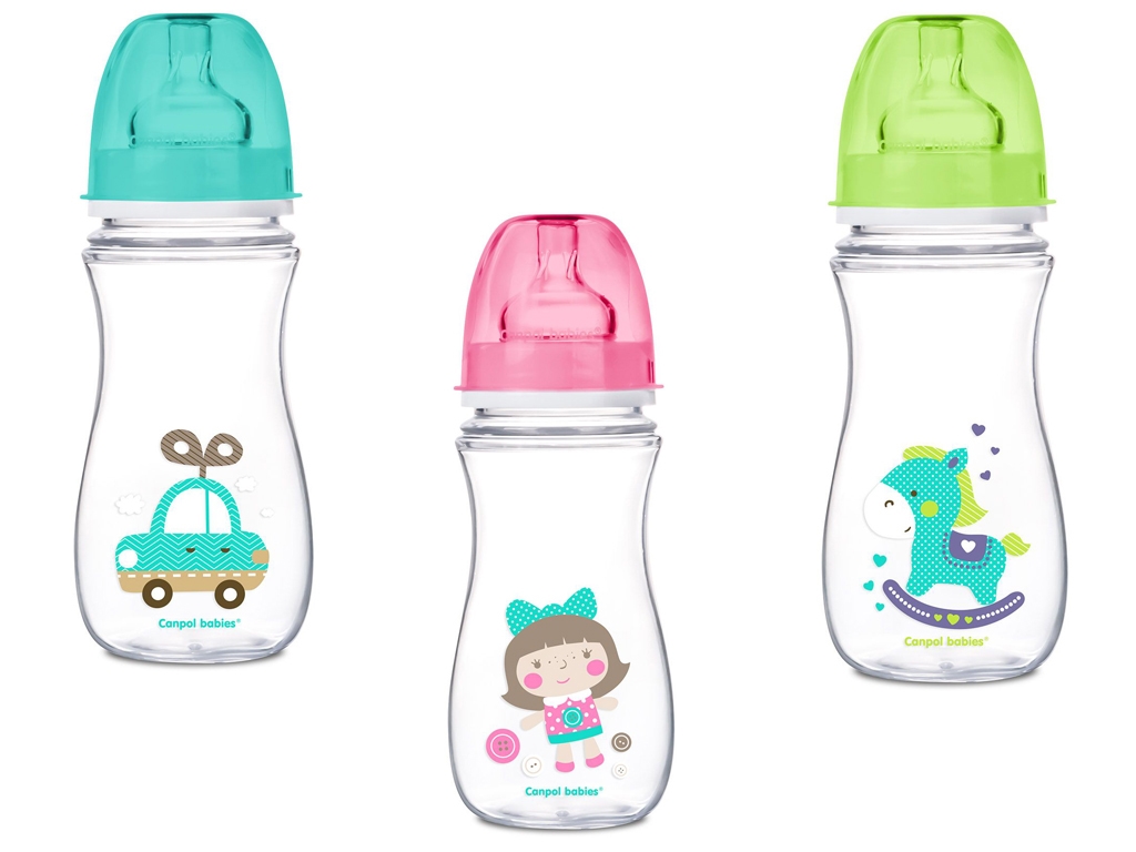 Бутылка с широким отверстием антиколиковая Easystart - Цветные зверьки 300 мл. Canpol Babies 35/204