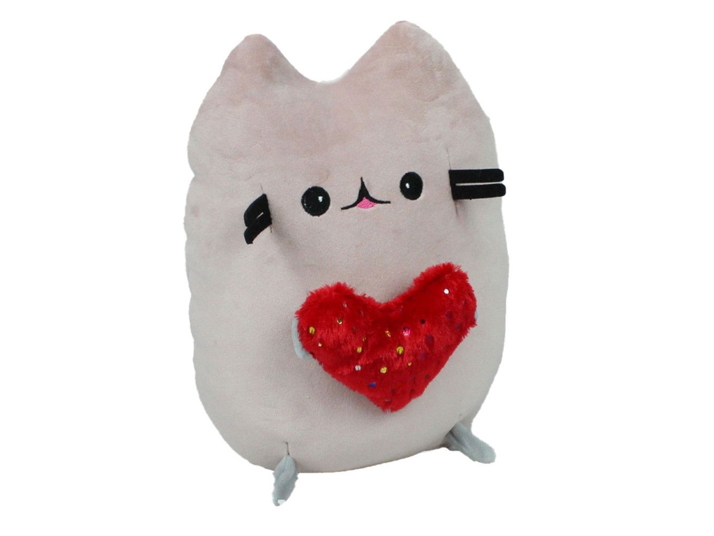 Мягкая игрушка подушка Кот с сердцем, 25 см, декоративная, Копица