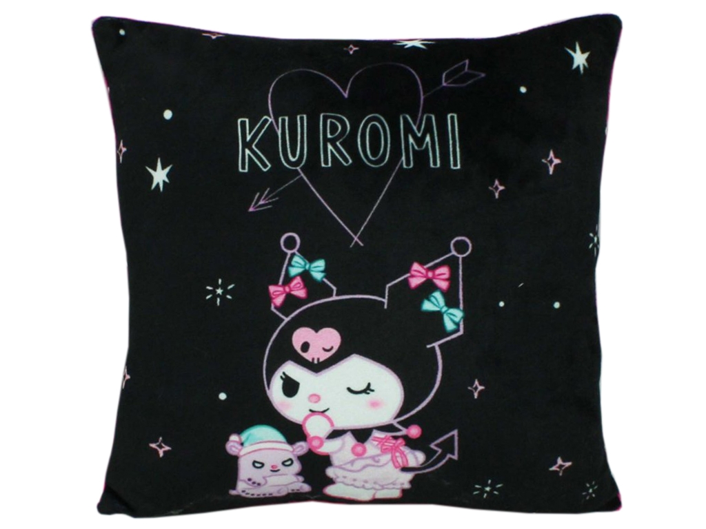 М'яка іграшка подушка з принтом №2 Kuromi 31 см, квадратна форма, Копиця