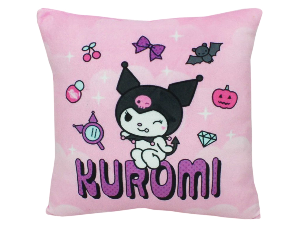 М'яка іграшка подушка з принтом №2 Kuromi 31 см, квадратна форма, Копиця