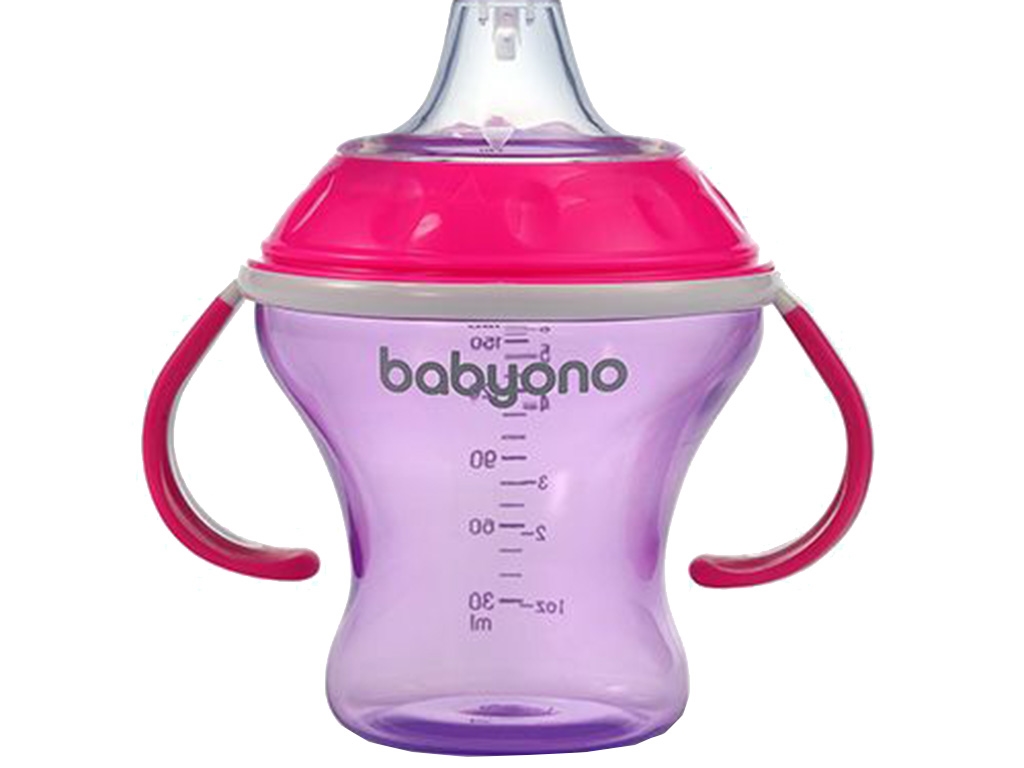 Поила непроливайка с мягким носиком Розовый Natural nursing 180 мл. BabyOno 1456/02