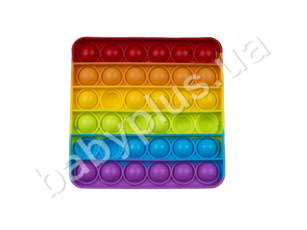 Pop It. Кинетическая игрушка антистресс. MS9696-18.  Квадрат-радуга.