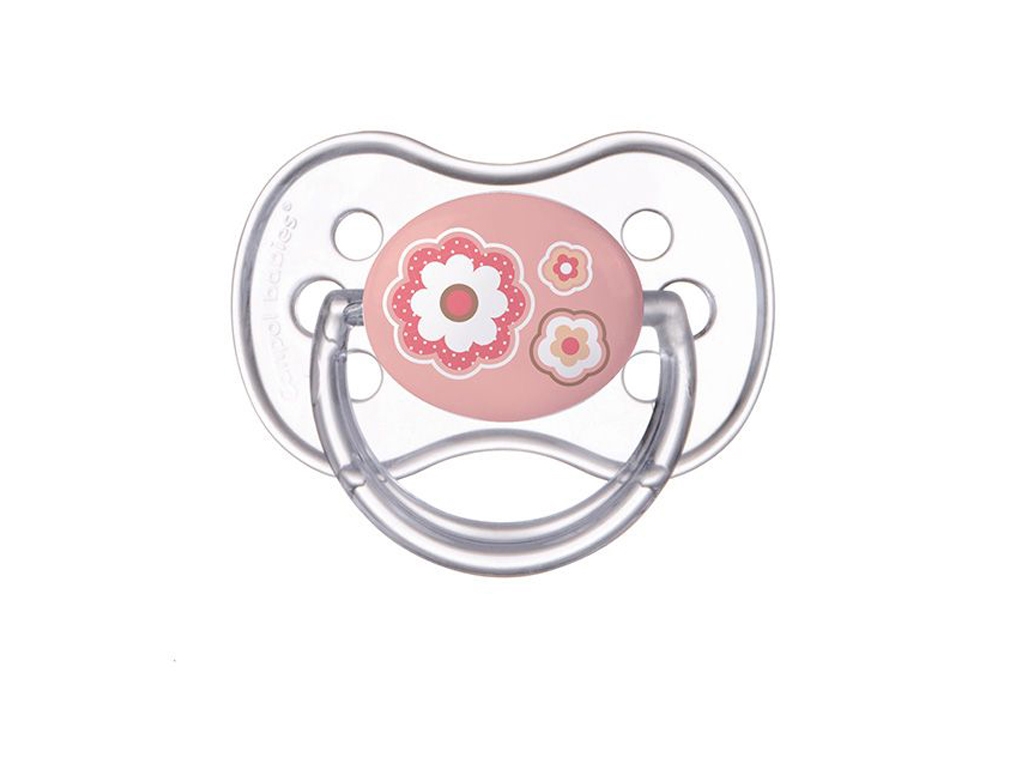 Пустышка силиконовая симметричная NEWBORN BABY Розовые цветы 18+ мес 22/582_pin, Canpol Babies