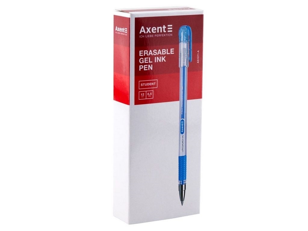 Ручка гелевая пиши-стирай Student синяя. Axent AG1071-02-A