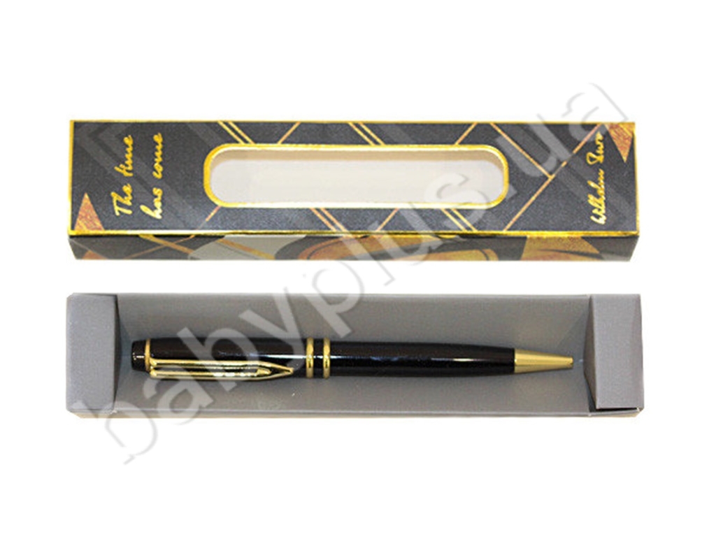 Ручка Шариковая, металлическая, поворотная, черная с золотом, WB169