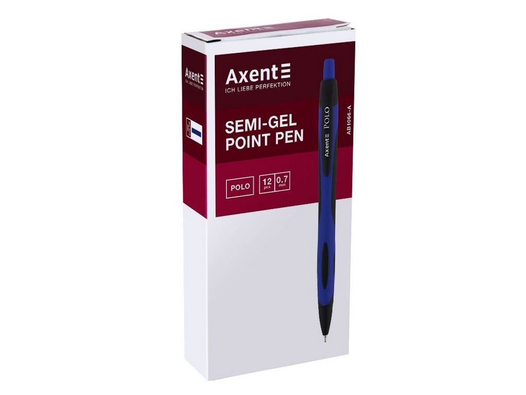 Ручка масляна синя автоматична Axent Polo AB1066-02-A