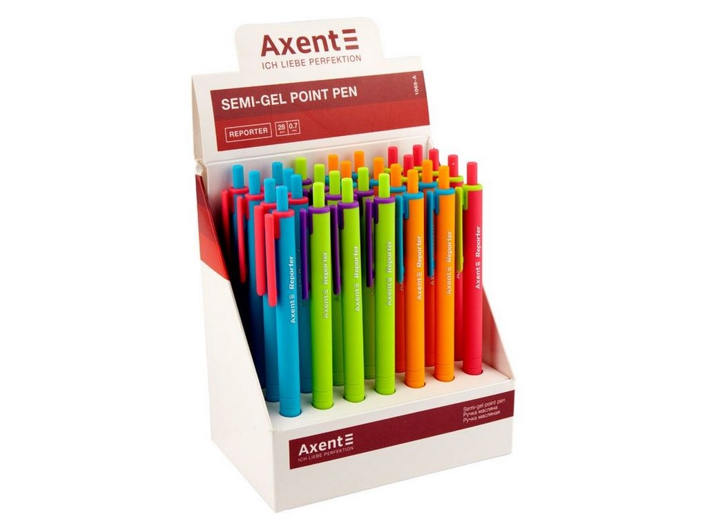 Ручка масляна автоматична Reporter Color синя. Axent AB1069-02-A