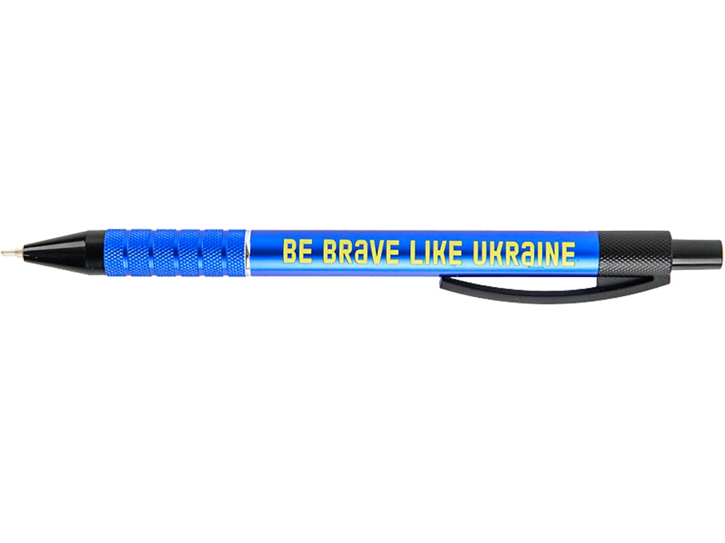 Ручка масляна автоматична Prestige Be brave like Ukraine синя. Axent AB1086-07-02