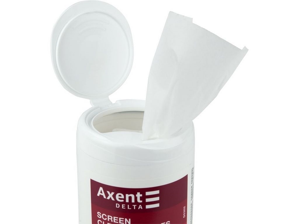 Салфетки для экранов влажные, 100 шт, Axent Delta