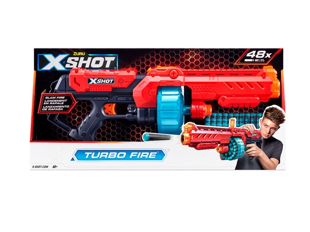 Быстрострельный игрушечный бластер X-Shot Red EXCEL Turbo Fire 48 патронов. Zuru 36270R