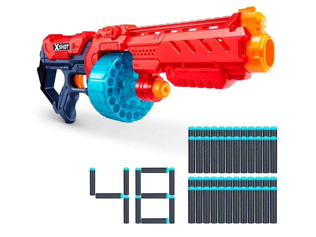 Быстрострельный игрушечный бластер X-Shot Red EXCEL Turbo Fire 48 патронов. Zuru 36270R