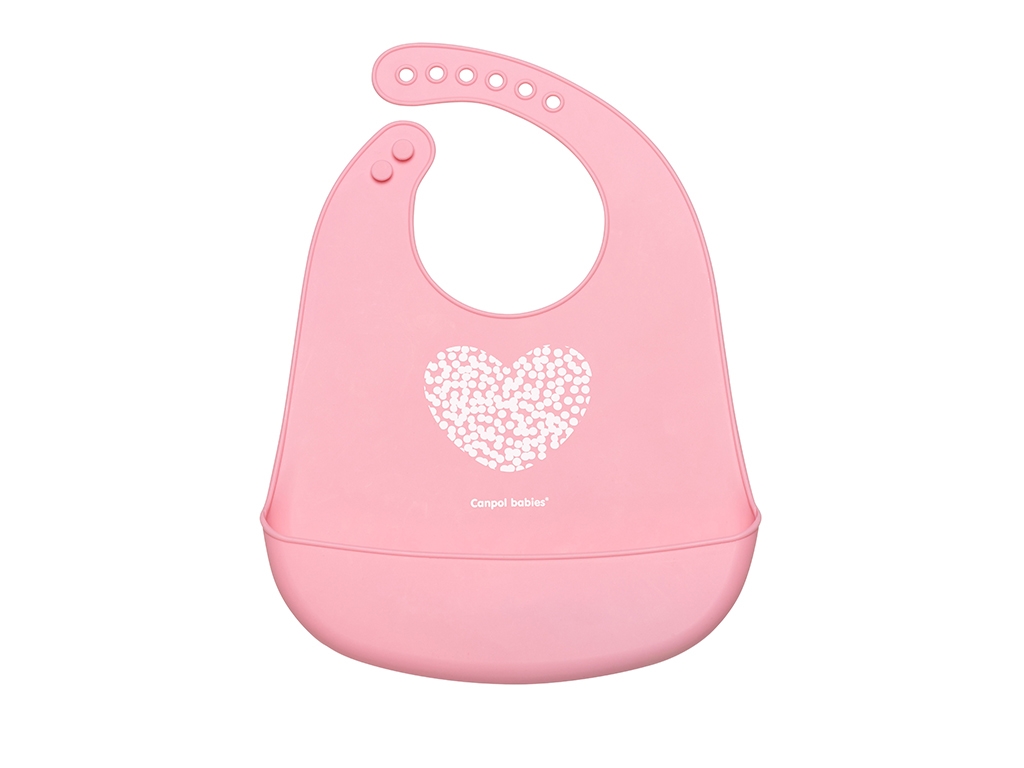 Слюнявчик силиконовый с карманчиком Pastel - розовый. Canpol Babies 74/024_pin