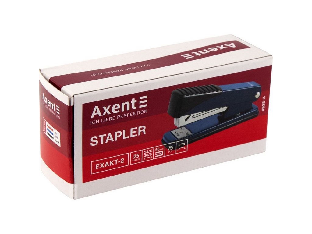 Степлер Exakt-2 металлический синий №24/6. 25 листов. Axent 4925-02-A