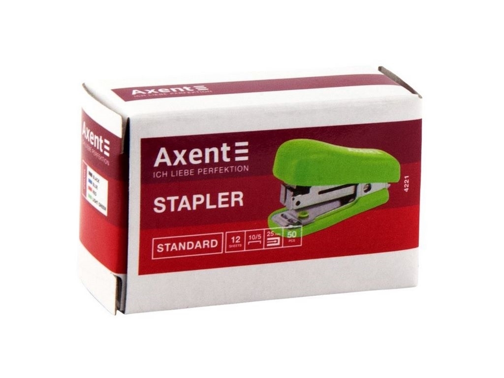 Степлер пластиковий синій Standard №10/5. 12 аркушів. Axent 4221-02-A