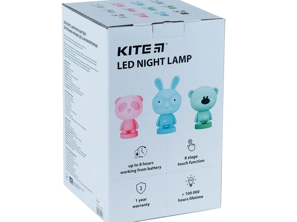 Світильник-нічник LED з акумулятором Panda рожевий, Kite