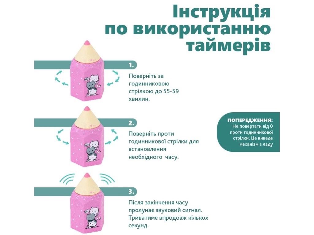 Таймер механічний Cute Cats, Kite, K24-171-1