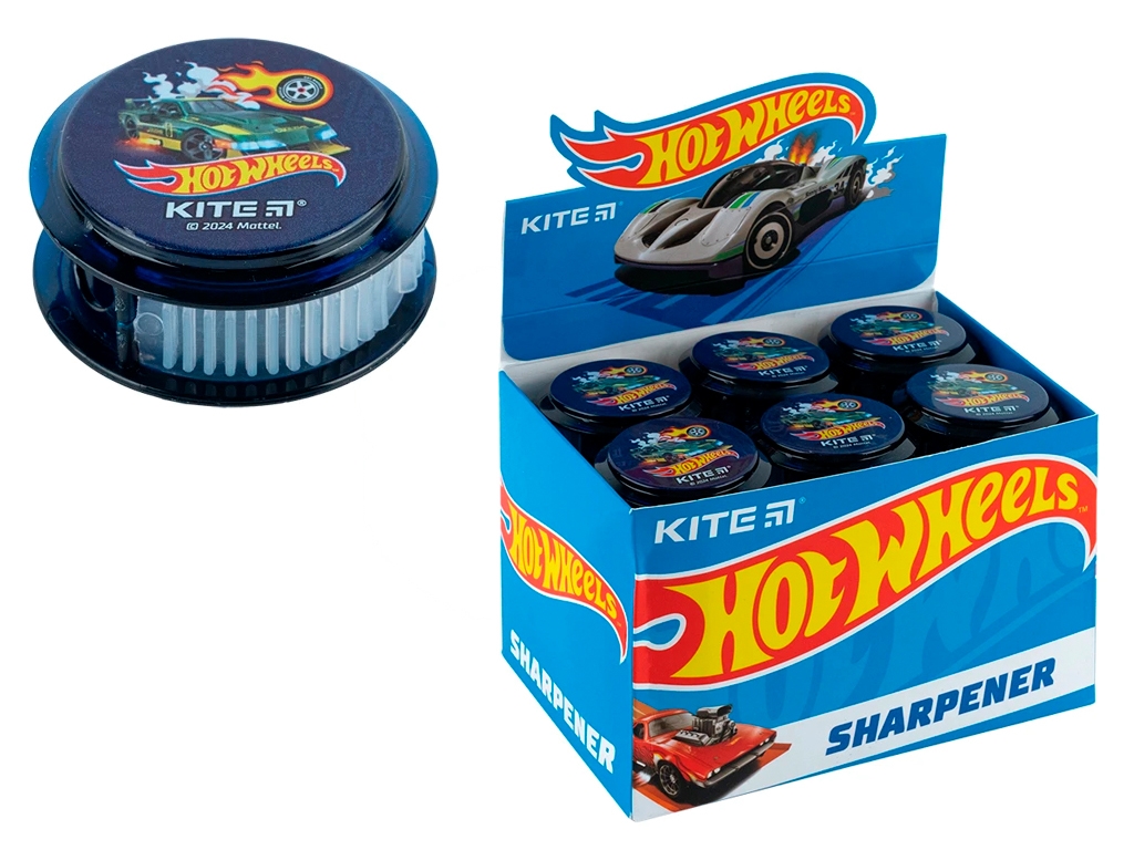 Точилка с контейнером круглая Hot Wheels. Kite HW24-117