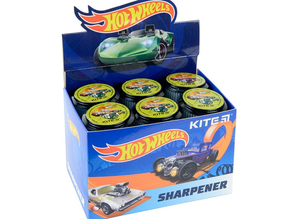 Точилка с контейнером круглая Hot Wheels, Kite