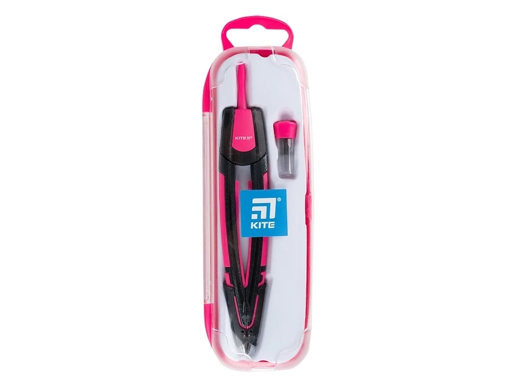 Циркуль розовый с грифелем в футляре Kite K21-388-10