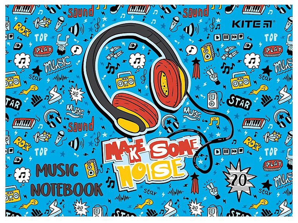 Тетрадь для нот Headphones А5, 20 листов, Kite