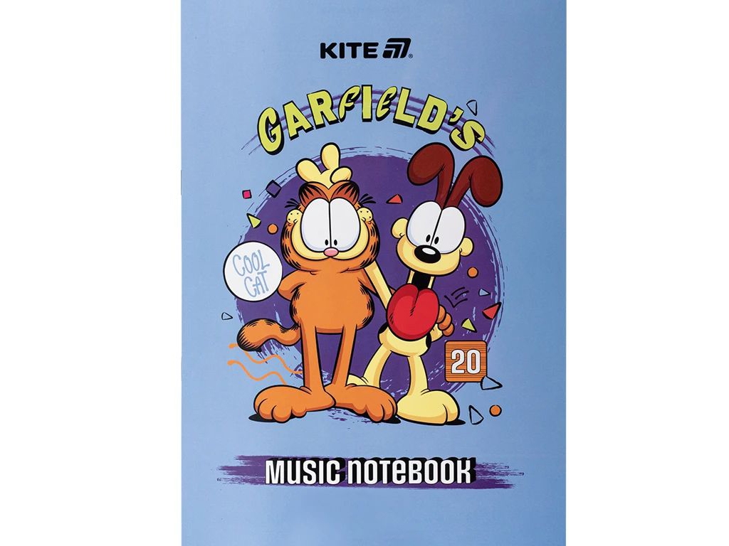 Зошит для нот Garfield Retro А4, 20 аркушів, Kite
